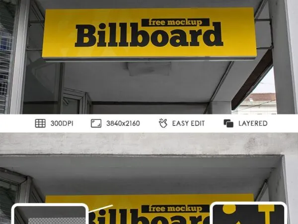 Low Shot View of a Billboard in an Outdoor Setting Mockup 1