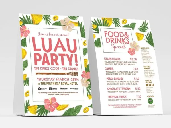Luau Party Flyer Template Floral Theme 1