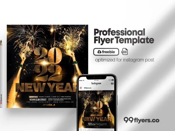 Luxurious Black and Gold New Year Eve Party Flyer Instagram Post Templates 1