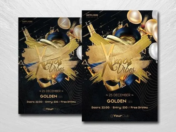 Luxurious Black and Golden Christmas Vibes Flyer Template 1