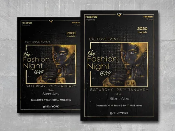 Luxurious Black and Golden Fashion Event Flyer Template 1