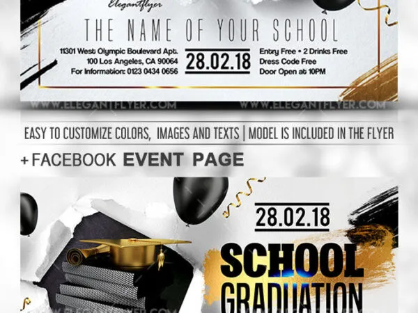 Luxurious Border School Graduation Flyer Instagram Post and Facebook Cover Templates 1