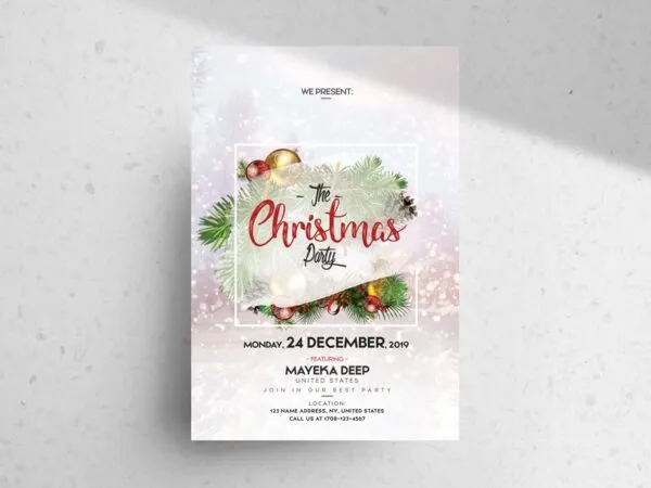 Luxurious Festive Merry Christmas Flyer Template 1