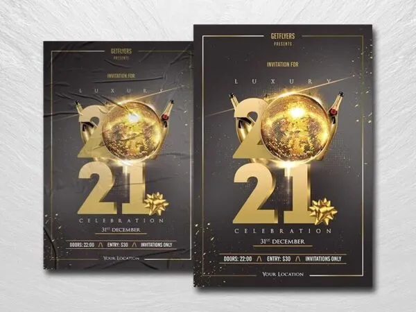 Luxurious Golden New Year Flyer Template 1