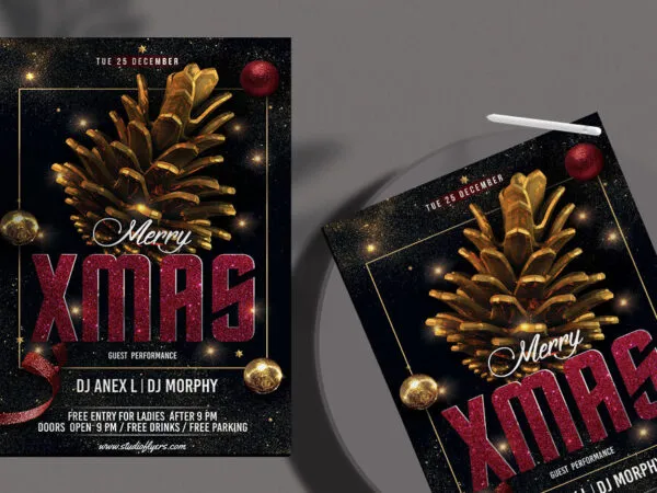 Luxurious Merry Christmas Night Flyer Template 1