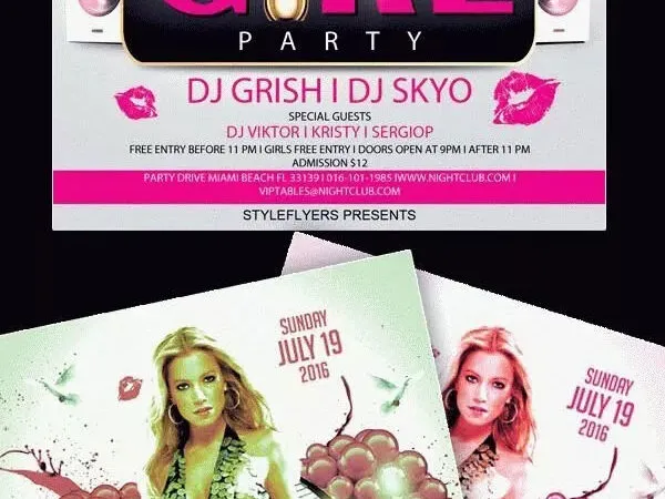 Luxurious Playful Party Girl Party Flyer Template 1
