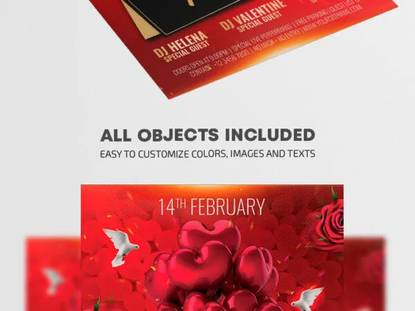 Luxurious Red Romantic Party Event Flyer Template 1