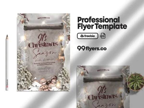 Luxurious White and Silver Christmas Flyer Template 1