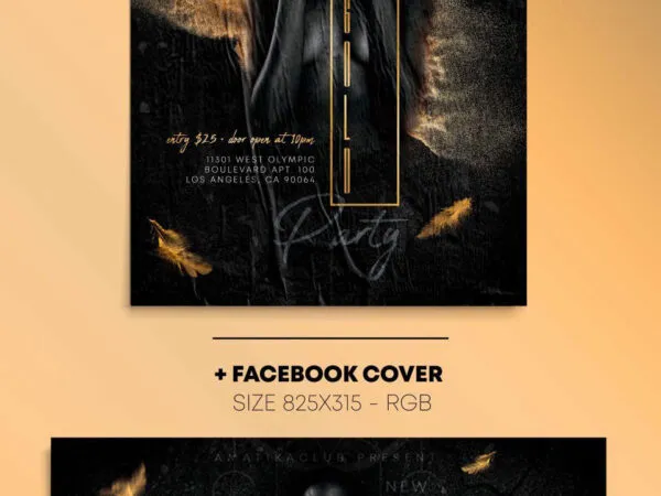 Luxurious and Golden Party Flyer Template Plus a Facebook Cover 1