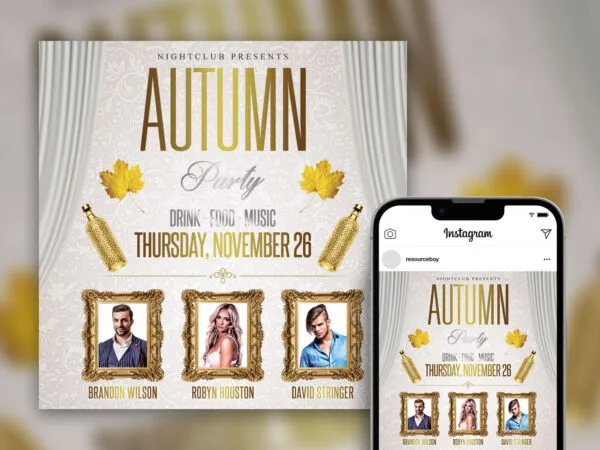 Luxury Autumn Club Party Instagram Post Template 1