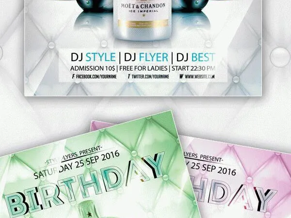 Luxury Birthday Party with Speakers and Champagne Flyer Template 1