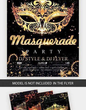 Luxury Black Sparkle Masquerade Party Flyer Template 1