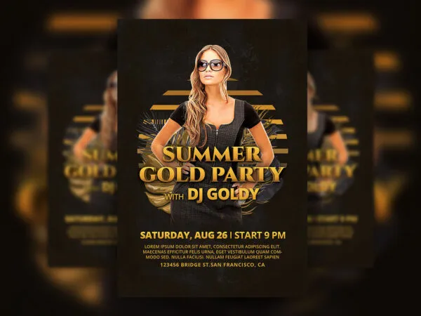 Luxury Black Summer Gold Party Flyer 1