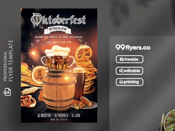 Luxury Black and Gold Oktoberfest Party Flyer Template 1