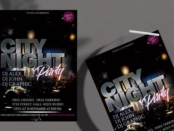 Luxury City Nightclub Party Flyer Template 1