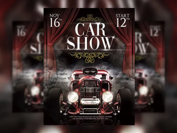 Luxury Elegant Car Show Flyer Template and Facebook Cover 1