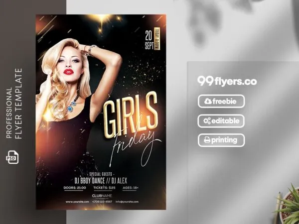 Luxury Friday Girls Night Flyer Template 1