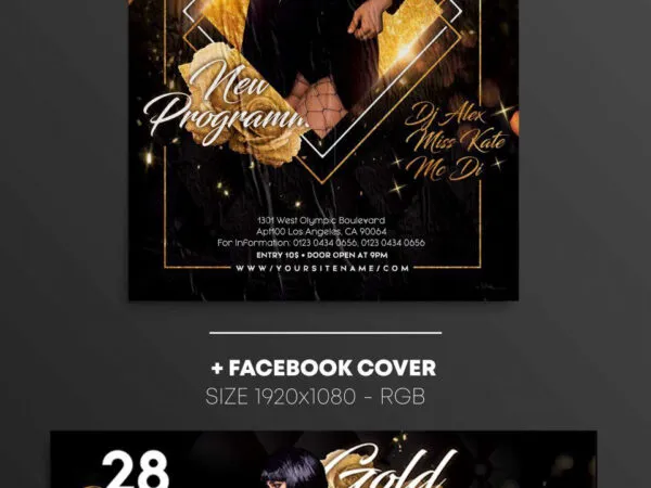Luxury Geometric Party Flyer and Facebook Cover Templates 1