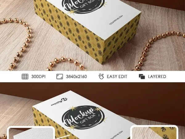 Luxury Gift Box Mockup on a Wooden Surface 1