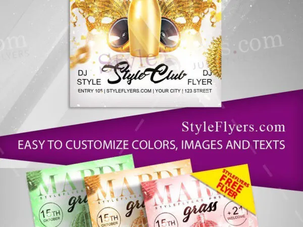 Luxury Gold Mardi Gras Carnival Flyer Template 1