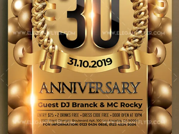 Luxury Golden Anniversary Flyer and Facebook Templates 1