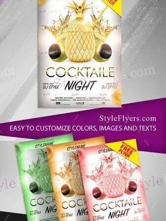Luxury Golden White Cocktail Night Flyer Template 1