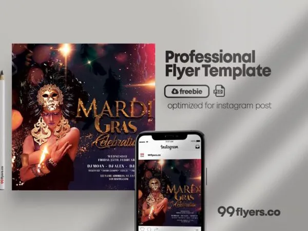 Luxury Masquerade Ball Party Instagram Post Flyer Template 1