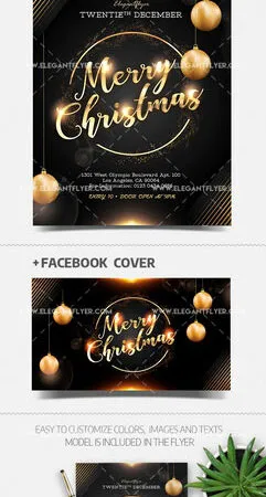 Luxury Modern Christmas Nightclub Flyer Template and Facebook Cover 1