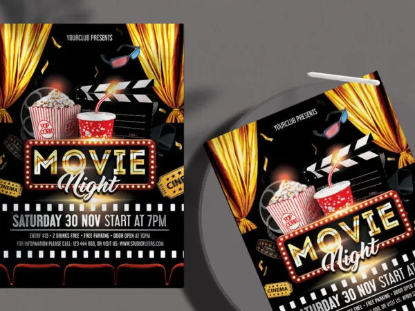 Luxury Movie Night Flyer Template 1