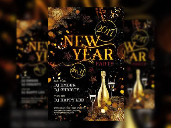 Luxury New Year Party Flyer Template Plus a Facebook Cover 1
