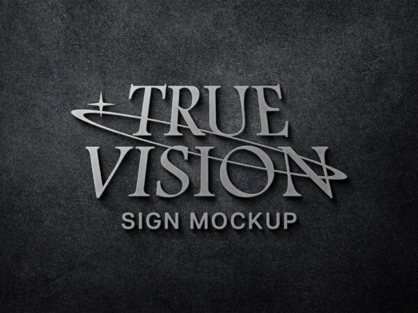 Luxury Silver Signboard Logo Mockup 1