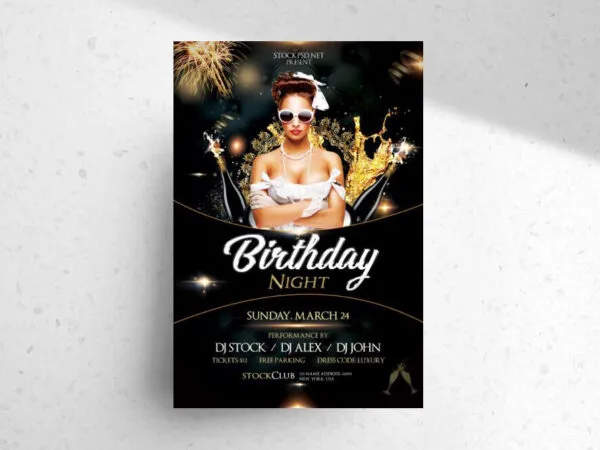 Luxury Sparkly Birthday Flyer Template 1