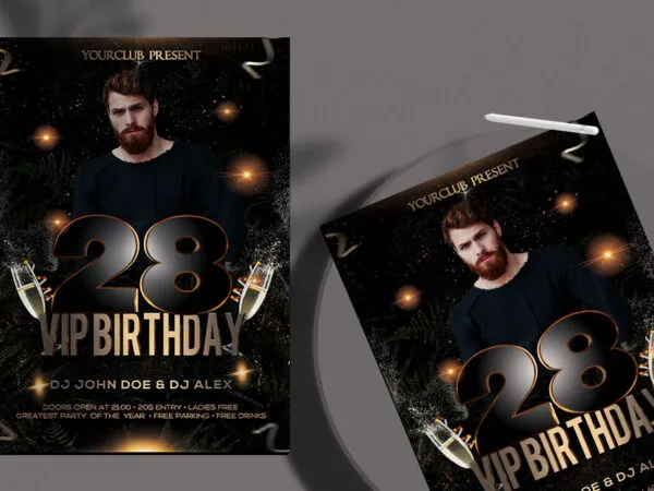 Luxury Sparkly VIP Birthday Party Flyer Template 1
