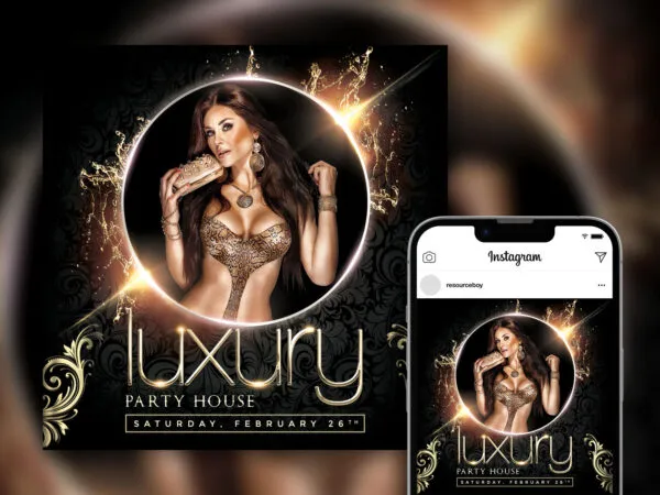 Luxury Splash Circle VIP Night Party Instagram Post Template 1