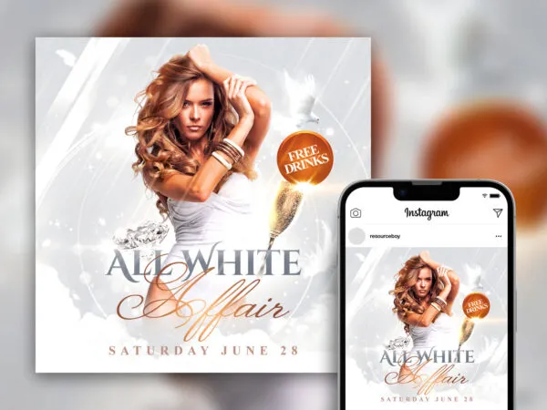 Luxury White Affair Party Instagram Post Template 1