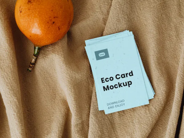 Lying Business Card Mockup in Top View 1