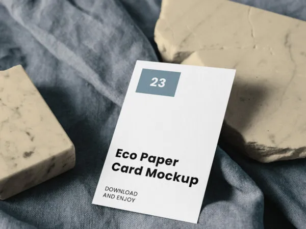 Lying Oblong Paper Card Mockup with Stones 1