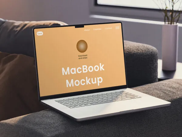 MacBook Laptop Mockup in Perspective Scene 1