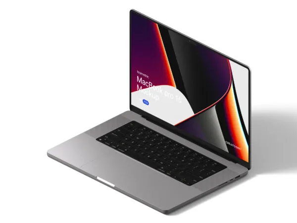 MacBook Pro 16 Mockup in Perspective Sight 1