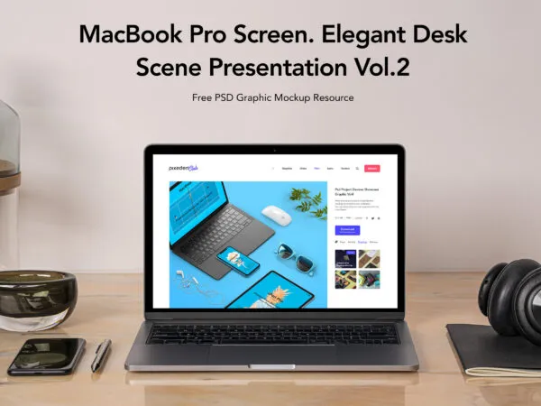 MacBook Pro Desk Casual Setup Mockup 1