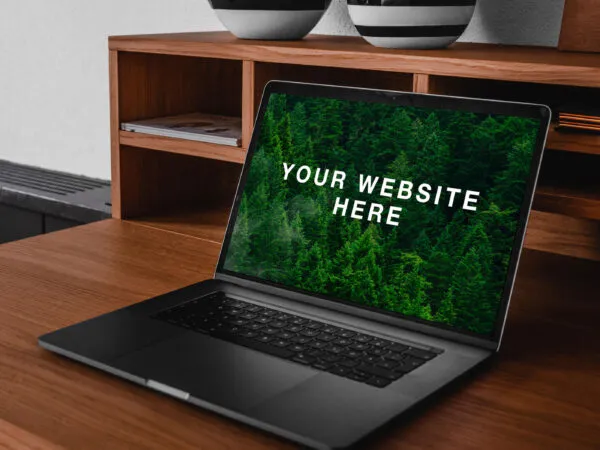 MacBook Pro Mockup Presentation on Realistic Setting 1