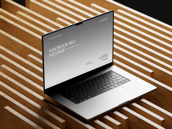 MacBook Pro Mockup on Wood 1