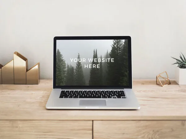 MacBook Pro Mockup on a Desk 1