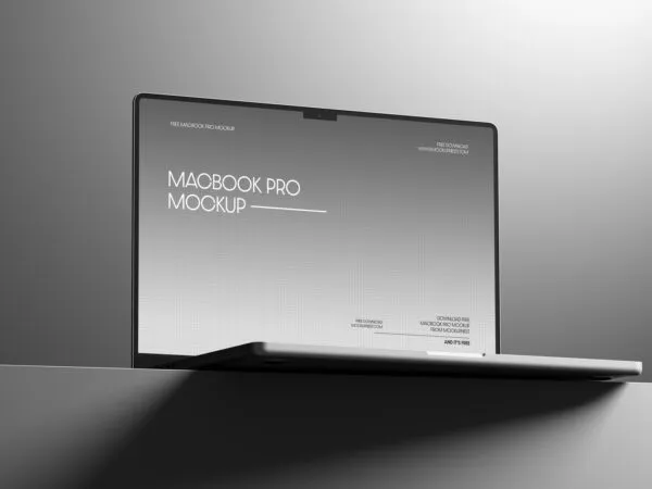 MacBook Pro Mockup with Dark Contrast Lighting 1