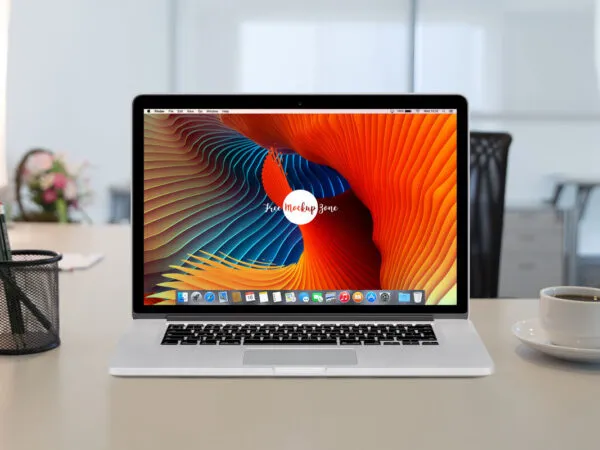 MacBook Pro Retina Mockup in Workspace Setting 1