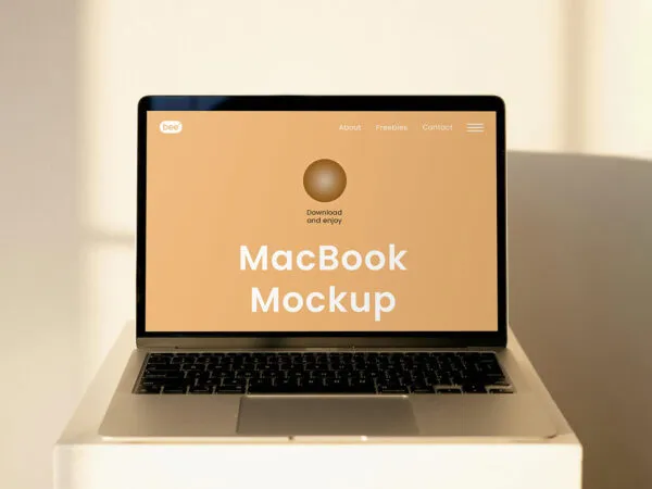MacBook Screen on Coffee Table Mockup 1
