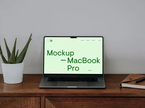 MacBook on Dresser Mockup 1