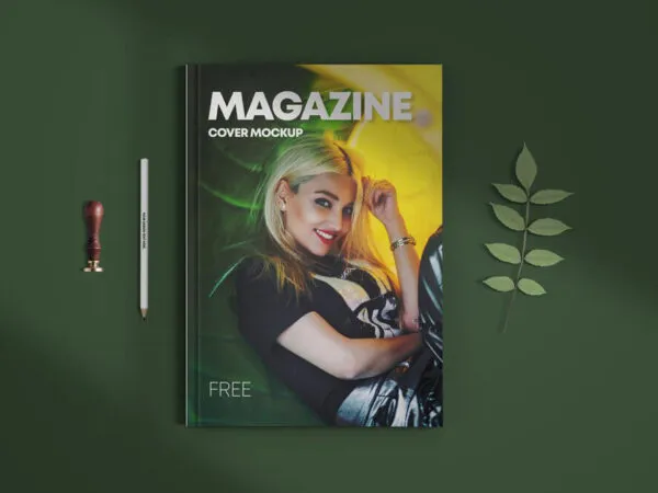 Magazine Cover Mockup Placed in the Top View 1