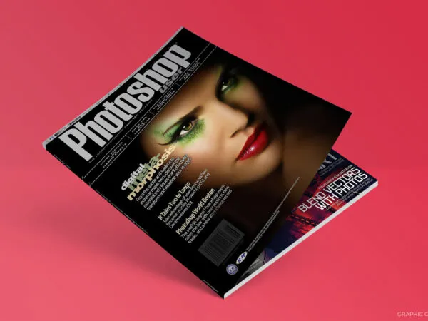 Magazine Falling to the Back Mockup with a Perspective View 1