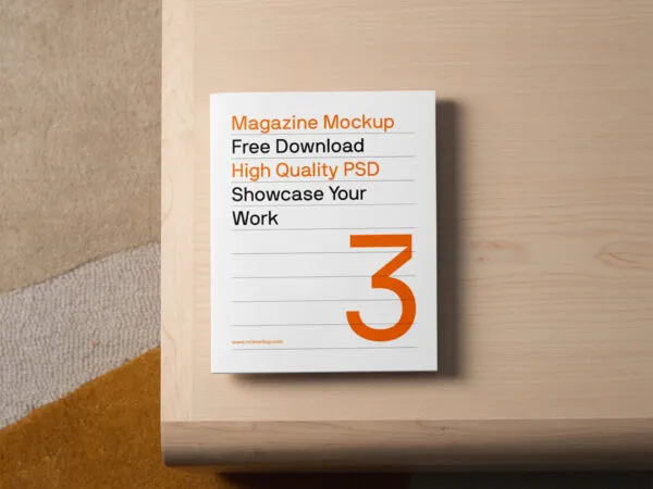 Magazine Mockup on Table in Facing View 1